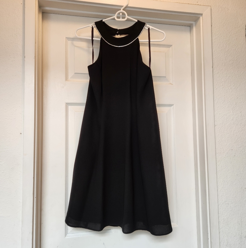 CDC Black Midi Dress with Pearl Detail
